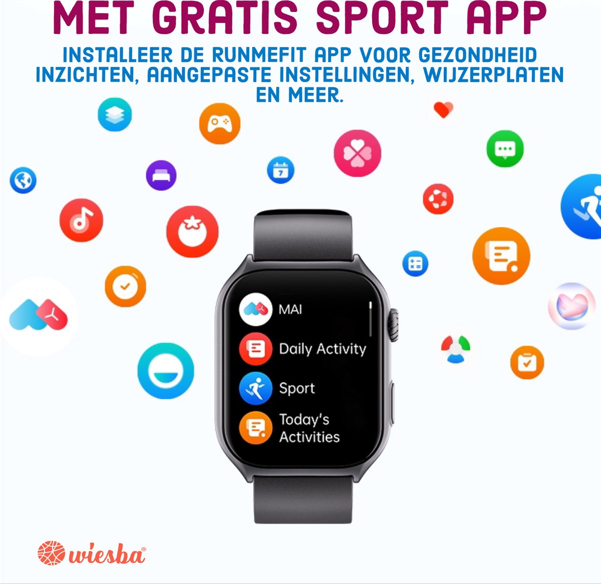 Afbeelding 3 van Wiesba Smart GTS7 Pro Sporthorloge Zwart met Hartslagmeter