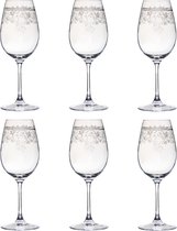 Livellara Luigi XV - Verre à Vin/à boire - 350ml - transparent - gravé - design très élégant - Set de 6