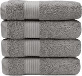 Bol.com HOOMstyle Handdoeken Set Elegance - 4 stuks - 100% Soft Cotton 650gr - 60x110cm - Grijs aanbieding