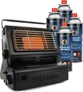 Eurocatch Gaskachel - Incl. 4 Butaan Gasbussen - Heater - Kachel - Terrasverwarmer - Camping gaskachel - Gas Heater - Verstelbaar - Draagbaar