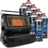 Eurocatch Gaskachel - Incl. 8 Butaan Gasbussen - Heater - Kachel - Terrasverwarmer - Camping gaskachel - Gas Heater - Verstelbaar - Draagbaar