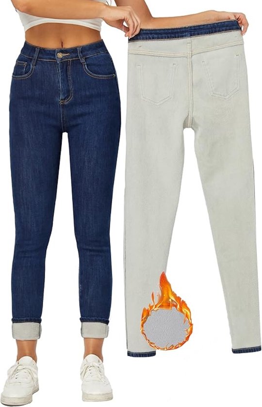 Jeans doublés - Jeans skinny femme - Jeans - Pantalon thermique - Pantalon Thermo - Bleu foncé - Taille S x L36 - SNUGJEANS