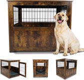 MaxxPet Houten Hondenbench - Hondenhuisje voor binnen - Hondenhok - kennel - 89x61x72cm - Incl. kussen & drinkbakje