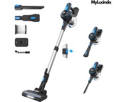 Mylucinda® Steelstofzuiger Draadloos 6-in-1 - Oplaadbaar Lichtgewicht Stofzuiger - Voor Huishoudelijke Reiniging - Zwart/Blauw