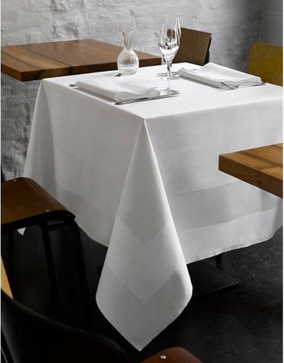 Damast Tafelkleed Luna Wit, 220x220cm, De Witte Lietaer