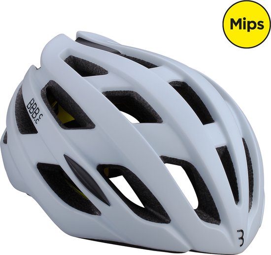 BBB Cycling Hawk MIPS Racefiets Helm - Wielrenhelm - Fietshelm Volwassenen - Mat Wit - Maat M - Fietshelm MIPS - BHE-153