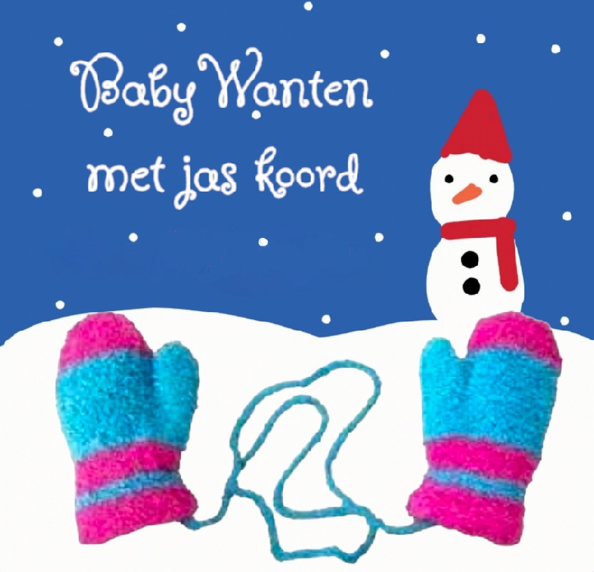 Huiscollectie - Little Boss - Gebreide herfst / winter wanten / handschoenen met jas-koord - baby / peuter 1-3 yrs - cat.1-2 - pink roze / turquoise blauw - kleine kinderen - unisex - casual