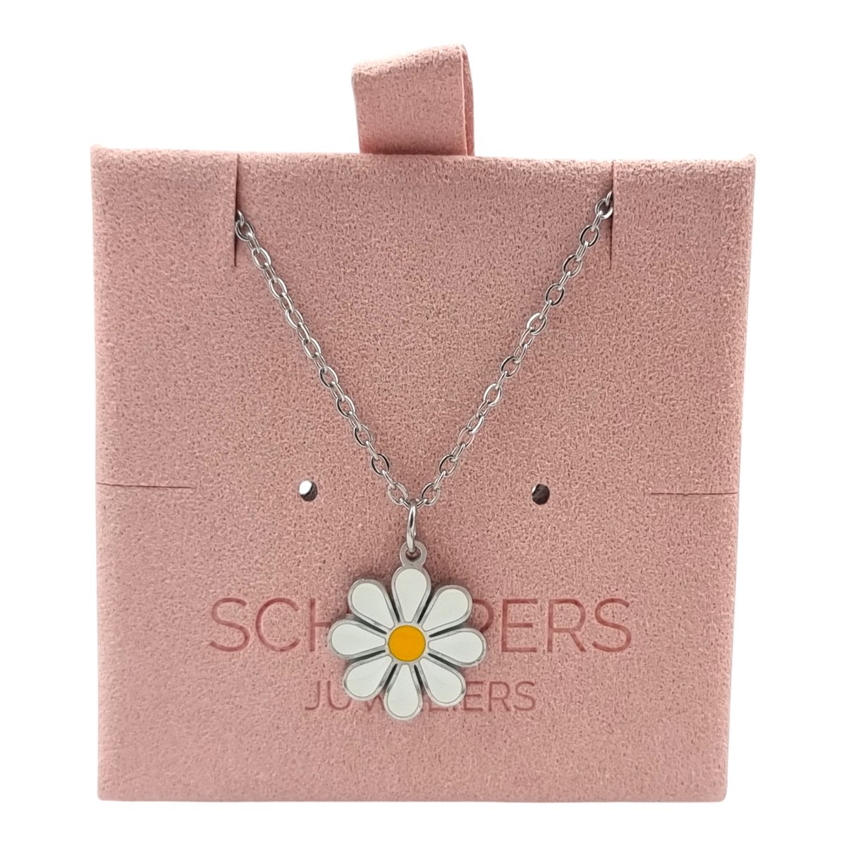 Ketting voor meisje – Madelief bloem hanger – Lengte 45 cm – Premium gepolijst staal