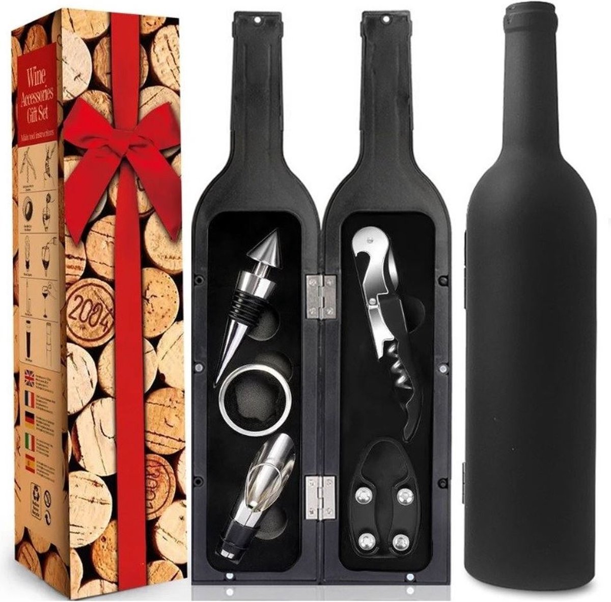 Wijnset, een kant-en-klaar cadeau - wijnaccessoires -cadeauset - geschenkset