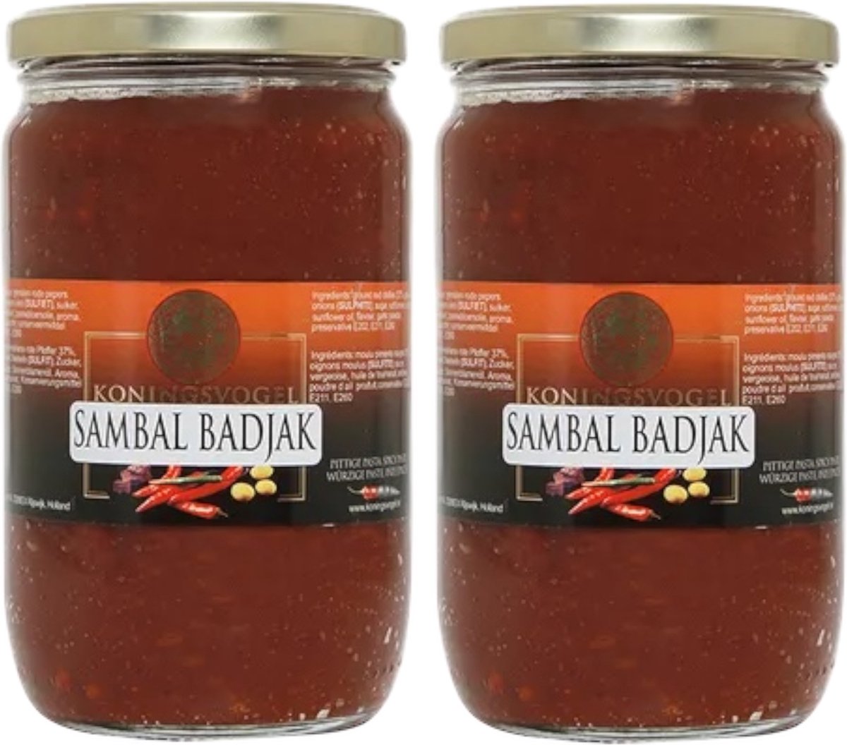 Koningsvogel® | 2 x 750 gram Sambal Badjak | Combivoordeel | Aziatisch koken | Oosterse keuken | vegetarisch