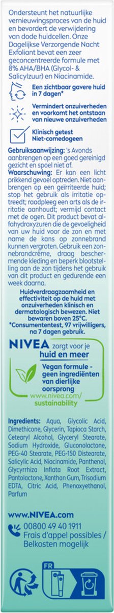 NIVEA Derma Skin Clear Nacht Exfoliant - 3 x 40 ml - Voordeelverpakking