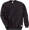 Donkergrijs Carhartt sweatshirt met ronde hals en lange mouwen. Zichtbaar is het Carhartt-label op de zoom.