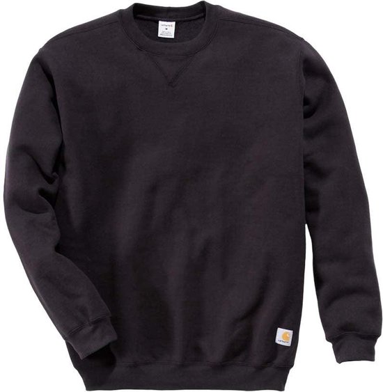 Donkergrijs Carhartt sweatshirt met ronde hals en lange mouwen. Zichtbaar is het Carhartt-label op de zoom.