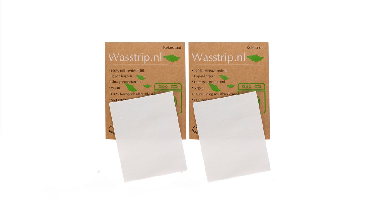 Wasstrips 6 Wasbeurten Kokosnoot x2 Proefpakket – Wasmiddeldoekjes – Wasvellen – Wasdoekjes – Detergent Sheets – Laundry Strips