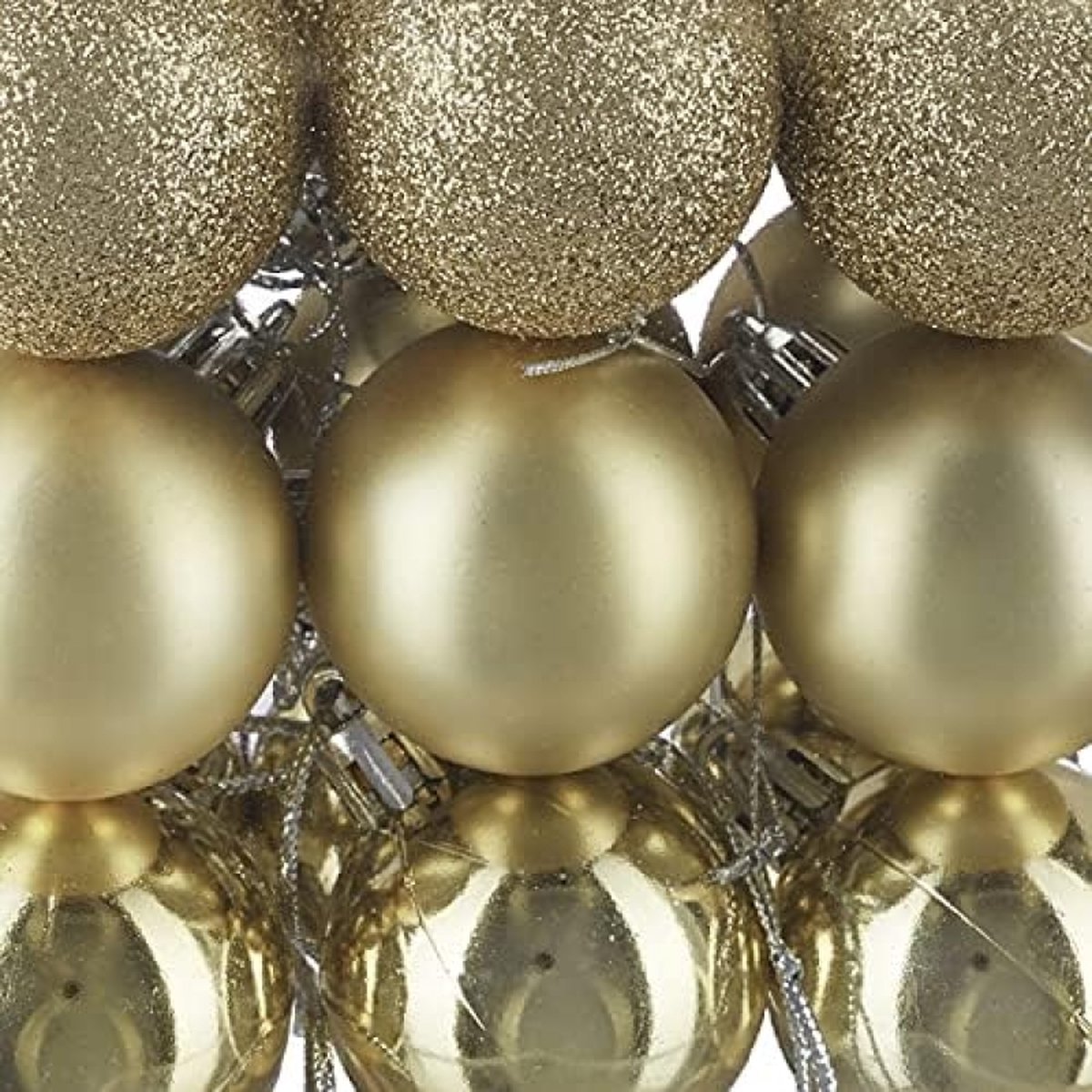 Kerstballen - Set van 100 stuks, kerstdecoratie, mat, glanzend, Kerstversiering, glitters, kerstboom ballen - Goud - Kerstboomdecoratie – foto 5
