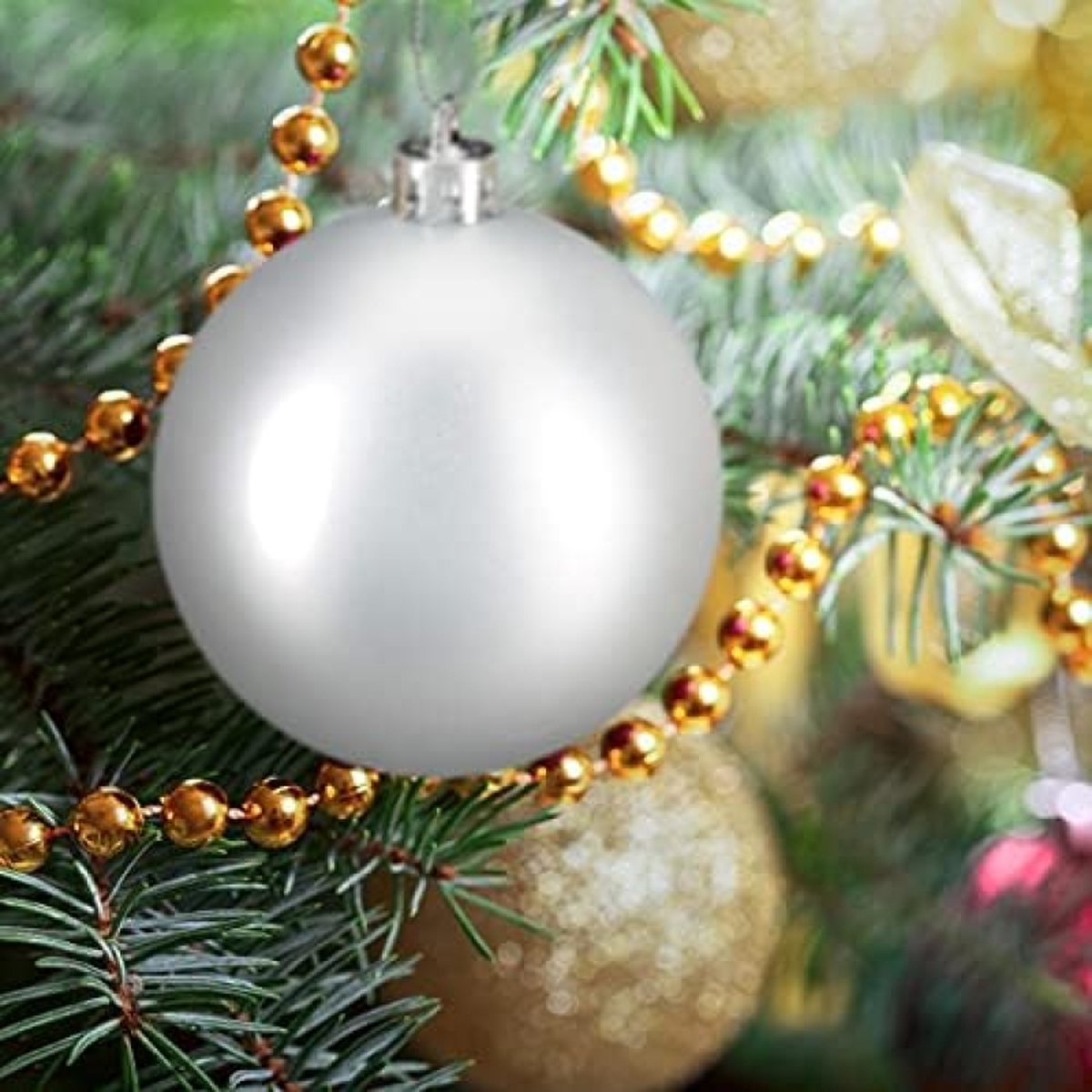 Kerstballen Set 100 stuks, Moderne Kerstboom Decoratie, Zilver, Kerstversiering, Diverse Maten – foto 7