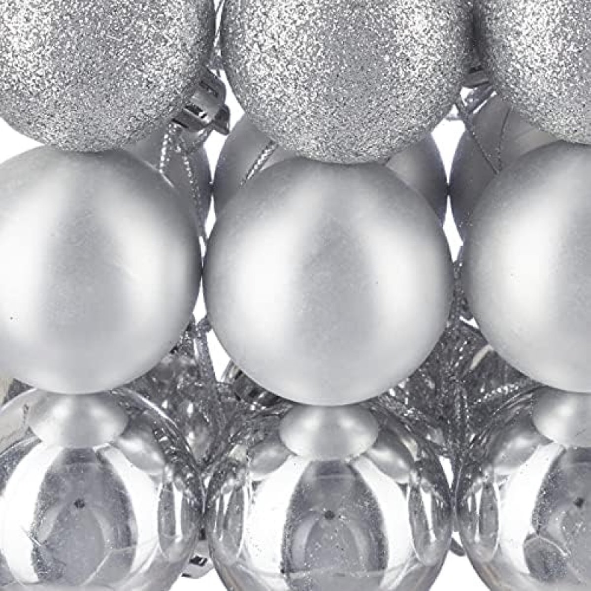 Kerstballen Set 100 stuks, Moderne Kerstboom Decoratie, Zilver, Kerstversiering, Diverse Maten – foto 4