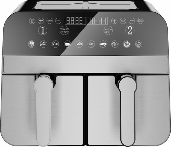 Comfy Nest Dubbele Airfryer XXL 9L Zilver 2400W - Comfy - €89,90