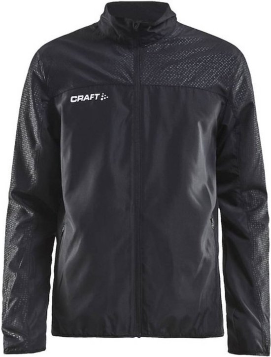 Zwarte Craft sportjas met rits en subtiel patroon op de schouders en mouwen.
