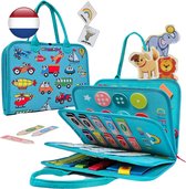 MontiPlay® Montessori Speelgoed Groen - Sensorisch Speelgoed - Activiteitenbord - Busy Board - Montessori voor thuis - Speelgoed voor onderweg - voor in de auto