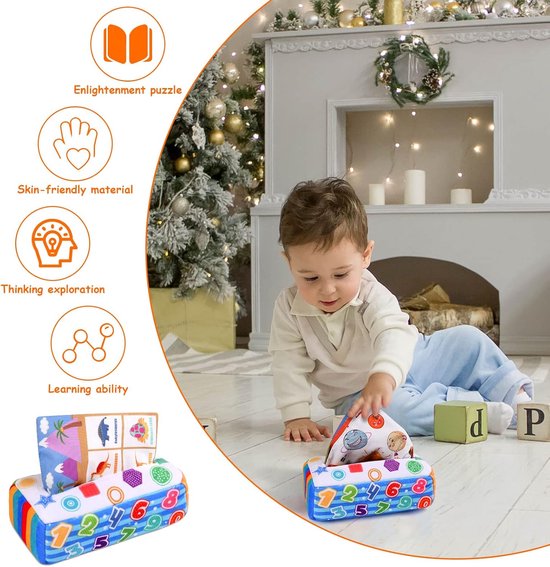 Baby Stoffen Boek - Knisperboekjes Peuters - Vroege Educatie Zachte Veilige Materialen 13 7 X 21 2 Cm Oceaan