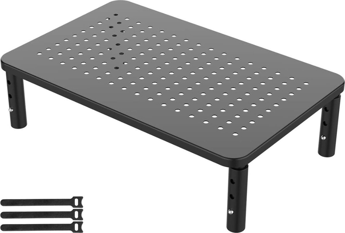 PC-monitorverhoger - Hoogte verstelbare standaard voor monitor (3 types) - Geschikt voor pc-monitoren, laptops, printers - Maximaal 20 kg - Zwart Monitor Verhoger