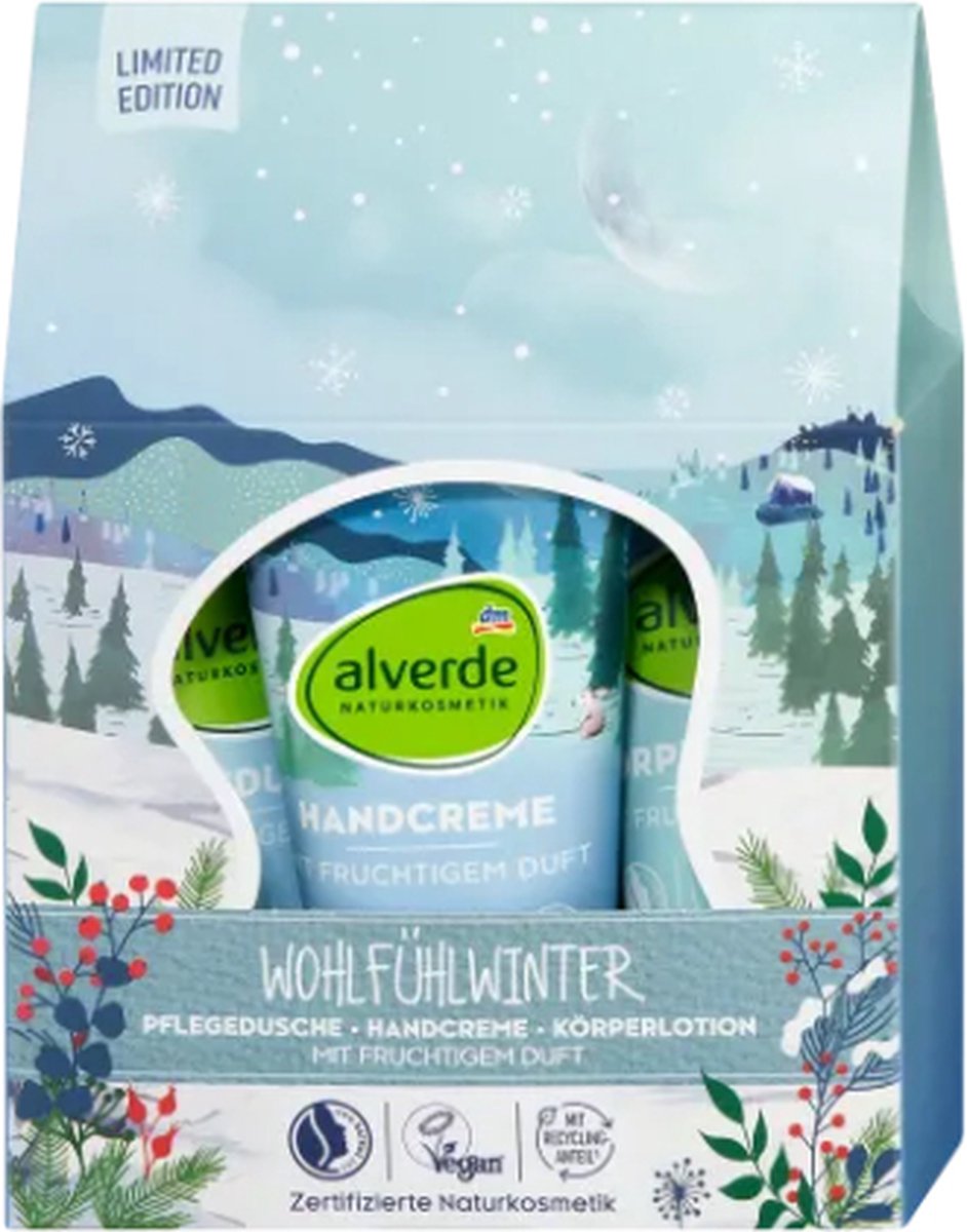 Goedkoopste Kerst Geschenkset Alverde Feel-Good Winter | 3-delige Kerstcadeauset - Douchegel - Handcrème - Bodylotion | Kerstcadeau Verzorgingsproducten
