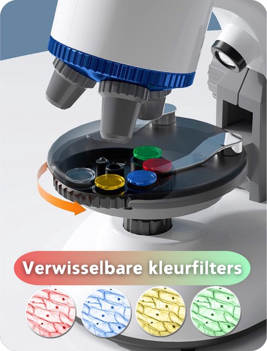Modito XD168-002 Microscoop Voor Kinderen - Microscoop Junior - Educatief Speelgoed - LED Verlichting - Kinder Speelgoed - Wit