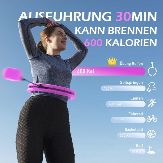 Silencomfort U5 Fitness Hoelahoep, 16 Knopen Hula Hoolahub voor Volwassenen, Stille Hulahoep met Gewichtsbal en Teller, Wit, Gewichtsverlies voor Beginners