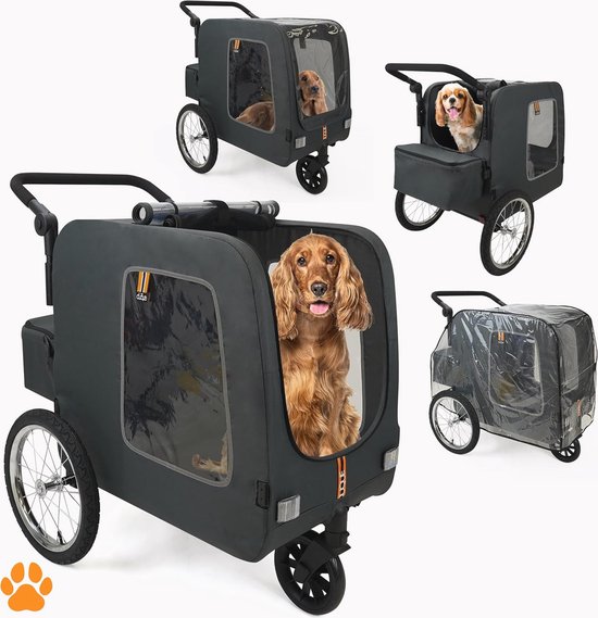 ALS NIEUW PawHut Hondenkar hondenbuggy inklapbaar