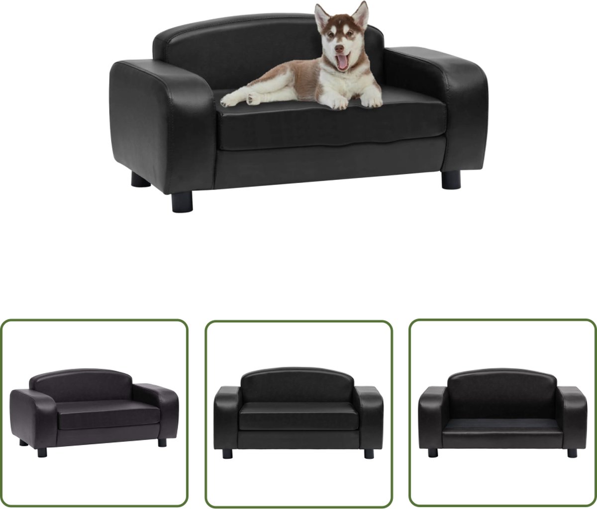 vidaXL Hondenkooi – Hond Bench – Hondenbank 80x50x40 cm kunstleer zwart – Hondenbed – Klein Hond Bed – Kat Bank