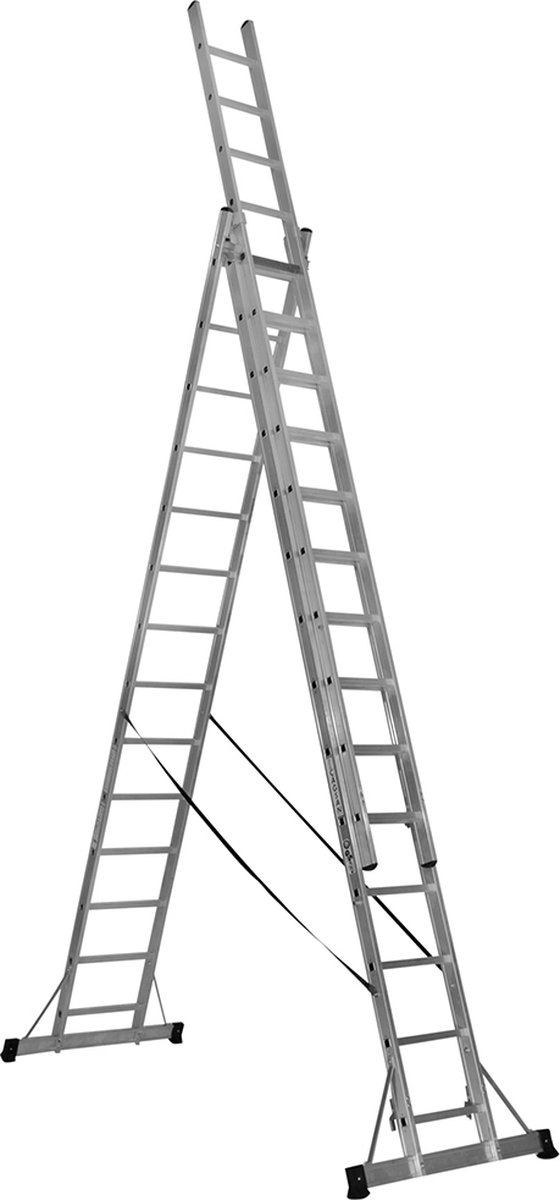 Professionele Reformladder | 3-delig | 3x14 treden | Aluminium | Anti slip | EN 131-1 + 2, NEN 2484, TÜV en GS gecertificeerd