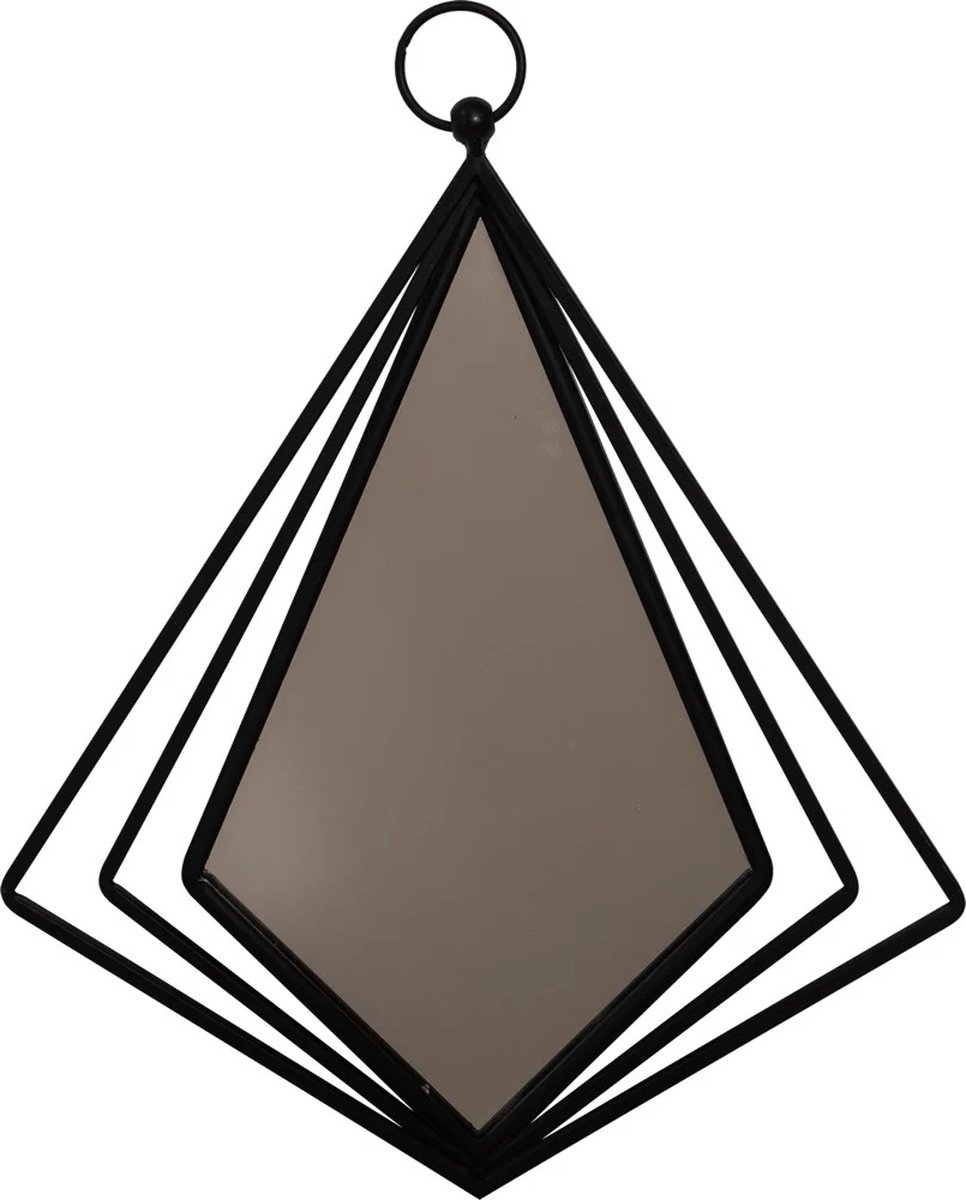 Lesliliving spiegel - Spiegel Diamond metaal zwart 37.5x44x4cm