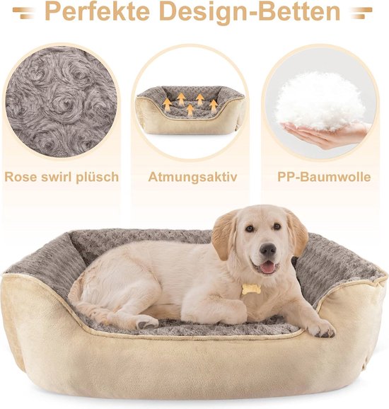 Bedsure hondenkratbed wasbaar groot - 89x58x8cm comfortabele pluizige hondenmatras met antislip bodem, warm huisdieren kussen voor grote honden, grijs