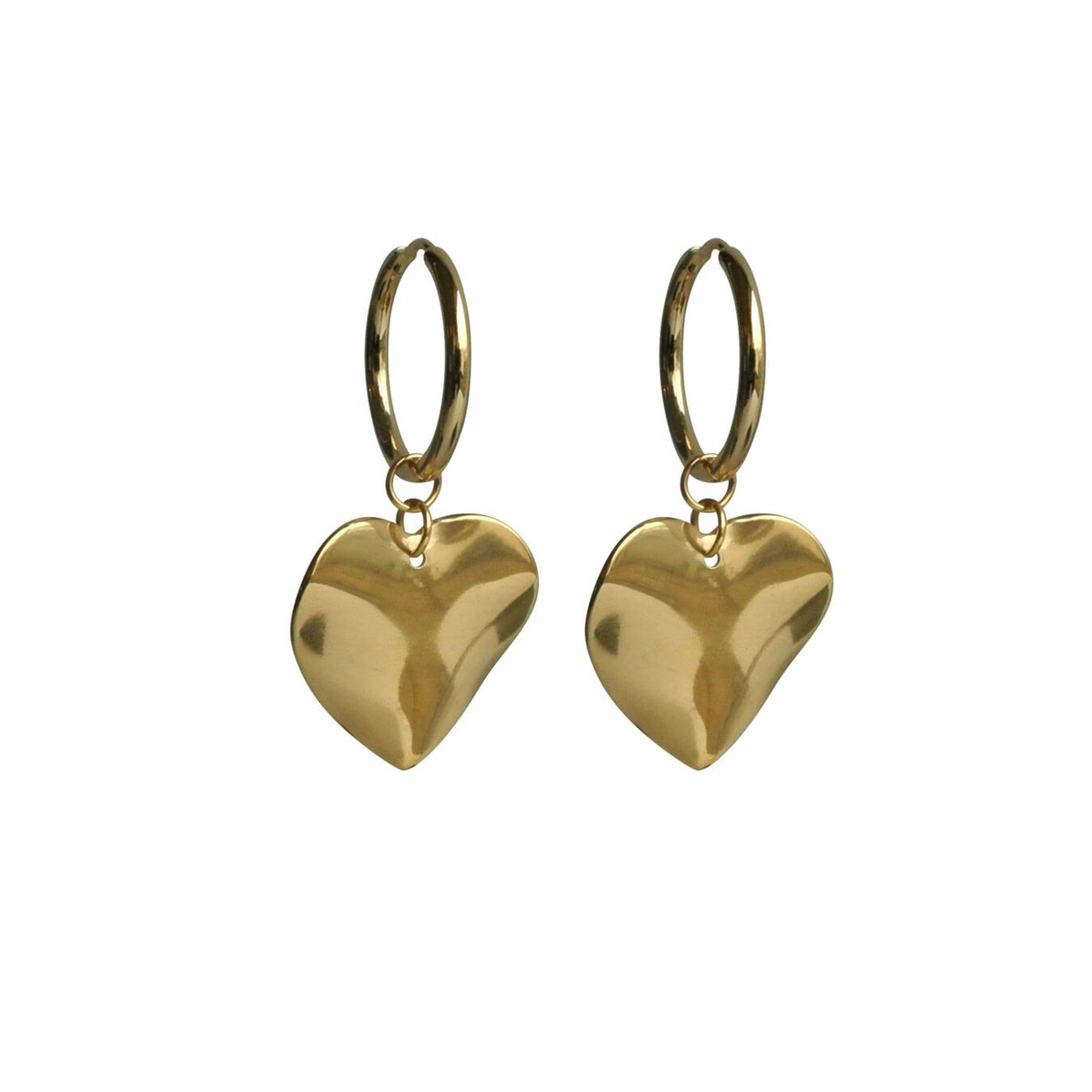 FlowJewels - oorbellen - hart - stainless steel - goud