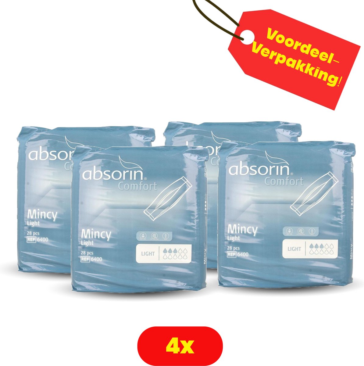 Goedkoopste 4X Absorin Mincy Light inlegverband - 4x 28 stuks- Voordeelverpakking!!
