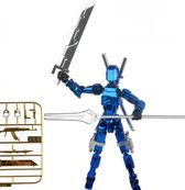 Enluxe Matellic Blauw/Chrome/Zwart PRO T13 Stick Action Figure – Flexibele Beweegbare Pop, Verwisselbare Handen en Speelgoedwapens, Creëer je Eigen Gevechtsscene, Perfect voor Kinderen en Verzamelaars