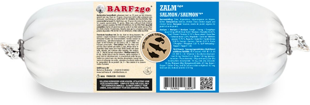 10x BARFmenu 2Go Hondenvoer Nat Zalm 900 gr