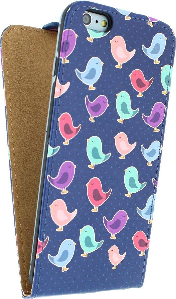 Mobilize Telefoonhoesje geschikt voor Apple iPhone 6s Plus Hoesje | Mobilize Ultra Slim Flip Flipcase - Birdy | Paars