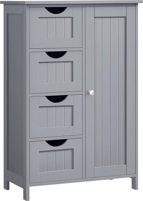 SoBuy Lage Kast, Staande Smalle Opbergkast, Badkamer Kast, Smalle Badkamerkast, Toiletkast, Toiletpapierhouder met 2 Glazen Schuifdeuren, 60 x 20 x 71 cm, BZR117-W