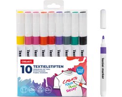 CREAKIT. Gekleurde Textielmarkers – 10 Stuks – Textielstiften voor Kinderen en Volwassenen – Textielmarkers – Textielstiften wasmachinebestendig – Verven en Knutselen