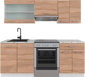 Vicco Elément de cuisine complet R- Line, Sonoma/ Wit/ Wit, 200 cm sans plan de travail