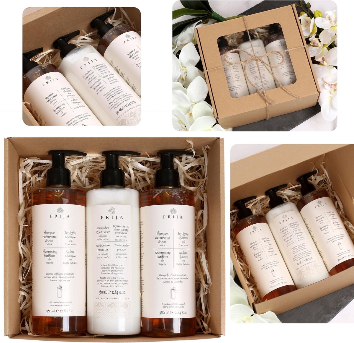 PRIJA Cosmetica set: 2x rucola shampoo + 1x380ml beschermende conditioner