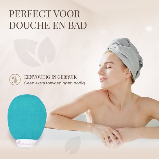 Skinnables Scrub handschoen - Huidverzorging voor Hele Lichaam en Gezicht - Douchehandschoen - Exfoliating Glove - Blauw