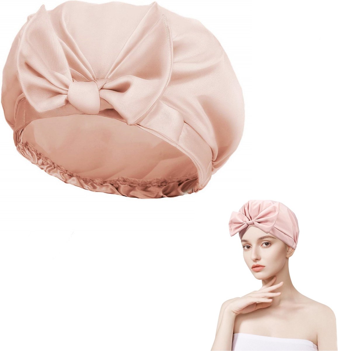Goedkoopste 1 stuk - Douchemutsen - Roze Strik Douchemutsen - Herbruikbare - Waterdichte - Verstelbare Douchemuts voor Dames Meisjes Schoonheid Haar 、Spa、 Bad 、Thuis、 Reizen