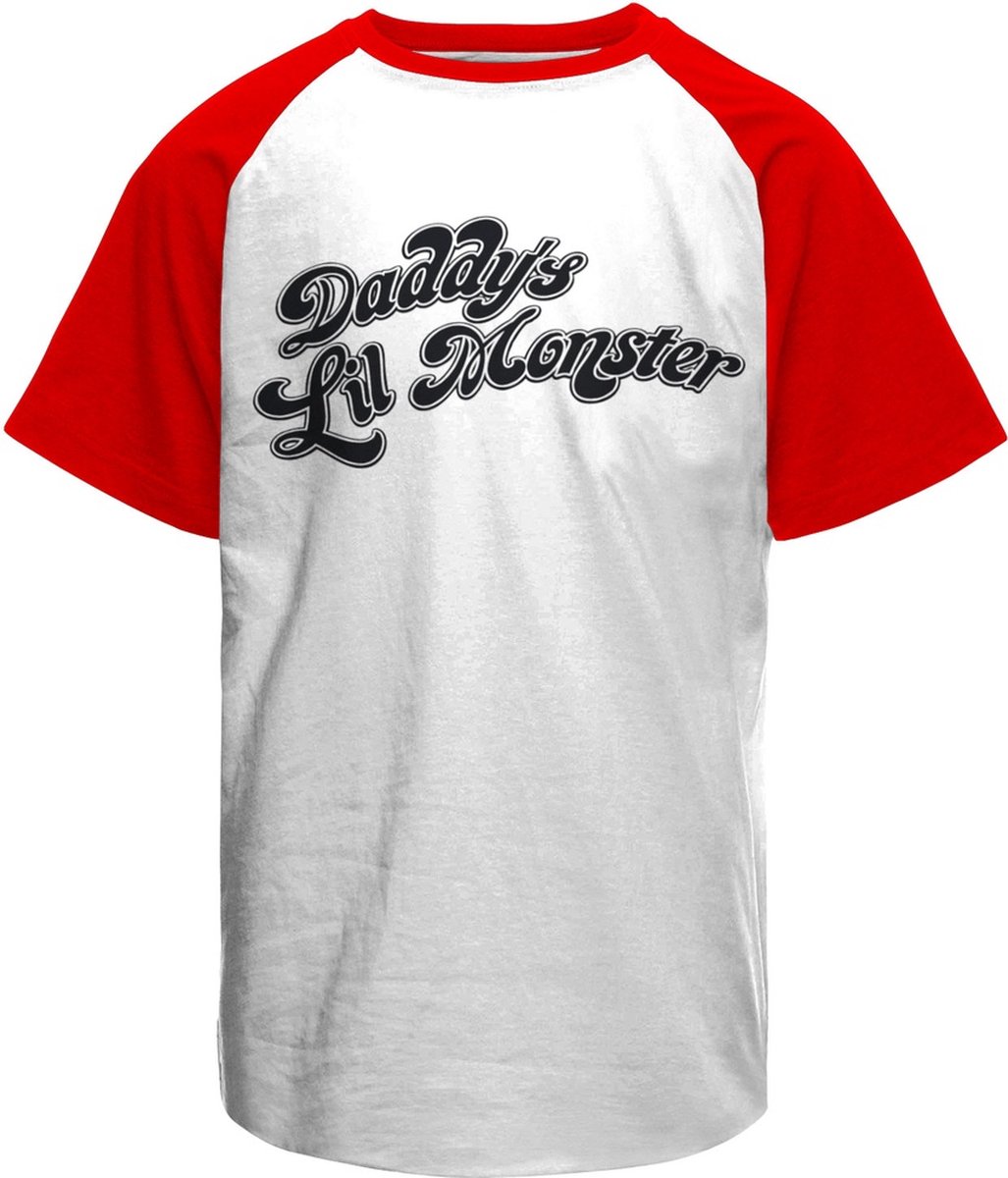 Suicide Squad T-Shirt Daddy´S Lil Monster Baseball Unisex Tee WB-29-SS014-H66-1 WhiteRed-XXL