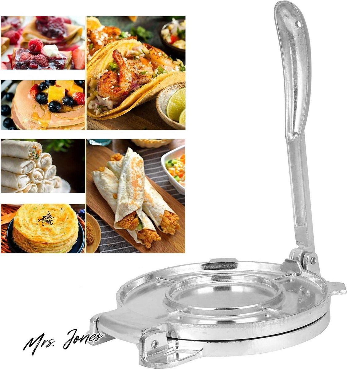 Mrs. Jones Handmatige 8 Inch Tortilla Maker voor Meel Tortilla Roti Tawa of Dosa - Aluminiumlegering .