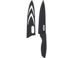 Redstone Chef's Knife - koksmes - metaal met non-stick coating - zwart met beschermhoes - 19cm