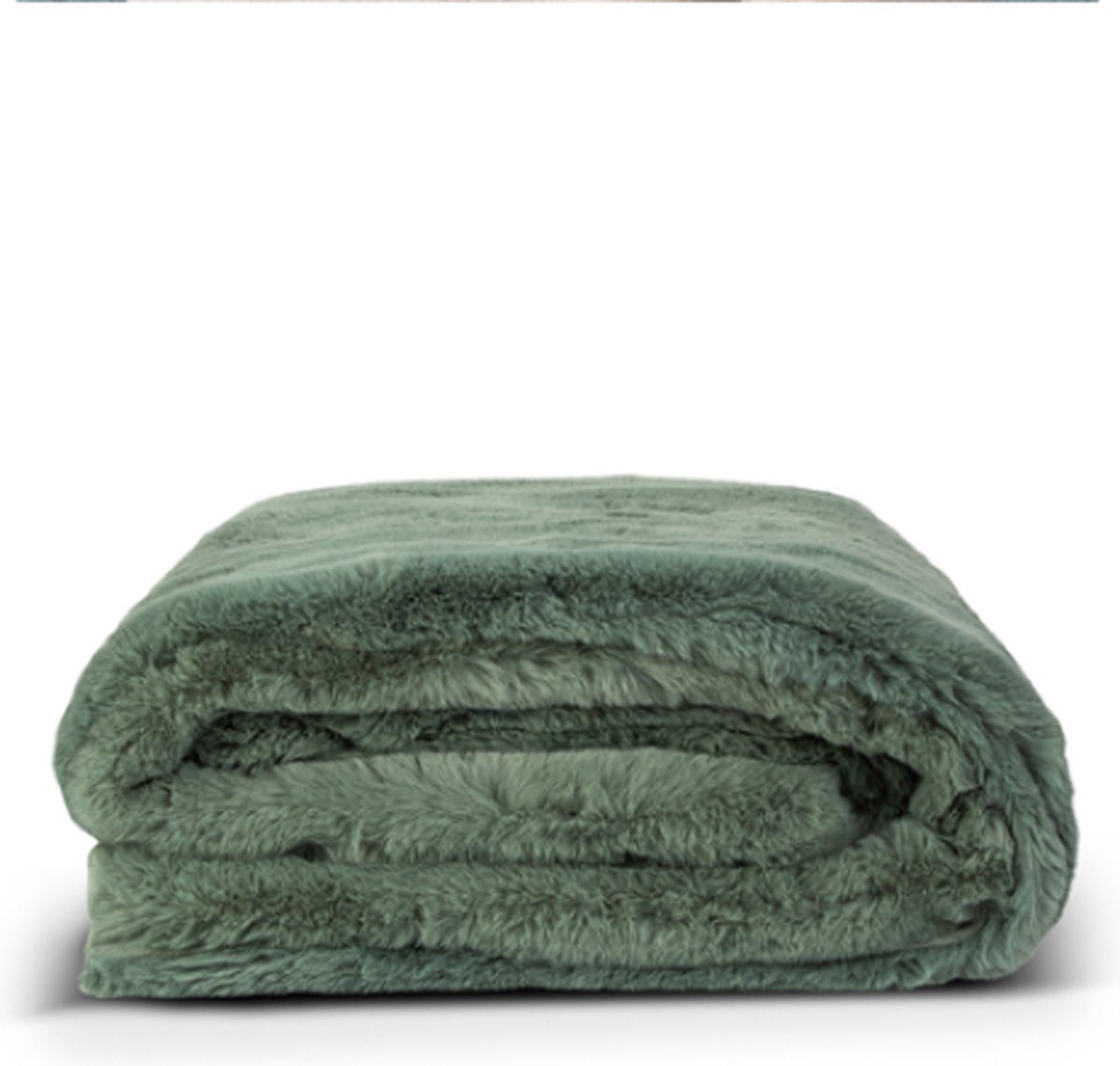 Lunetta Rabbit Fur Plaid Florence - 130x170cm - Teddy Deken - Plaids - Fluffy Deken - Groen - Zachte Deken 130x170