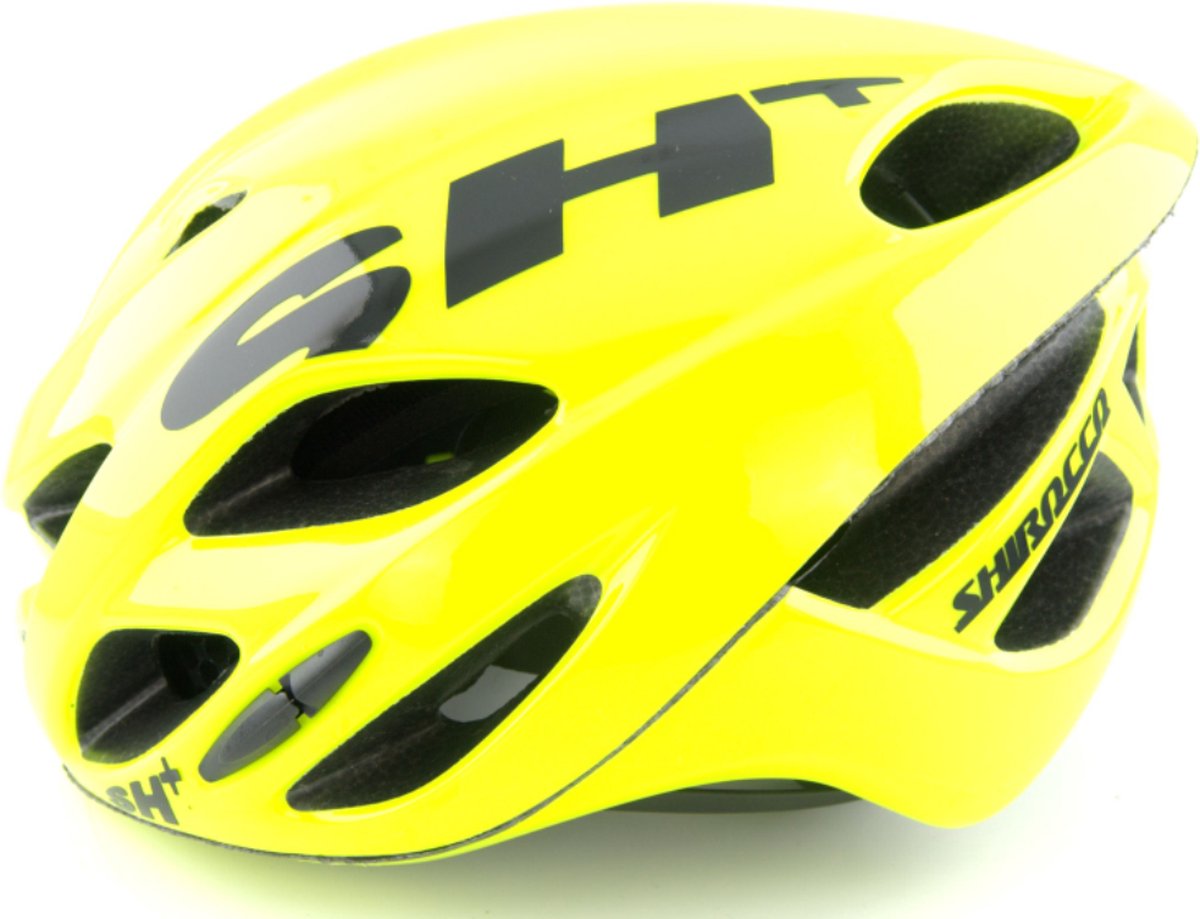 SH+ Fietshelm - SHIROCCO - Unisex - Lichtgewicht 240 gram - 19 Ventilatiegaten - Gemaakt in Italië - Voor een hoofdomtrek van 53 tot en met 57 CM - Fluor Geel